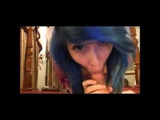 Teen Chick With Blue Hair Blowjob
