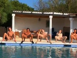 Six Naked Chicks By The Pool From Russia